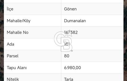 GÖNEN DUMANALAN MAHALLESİ 6980 M2 SATILIK ARAZİ