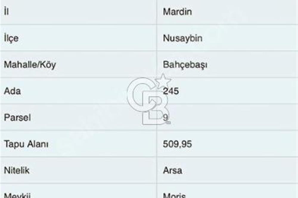 Mardin Nusaybin Bahçebaşı Morris İmarlı Arsa