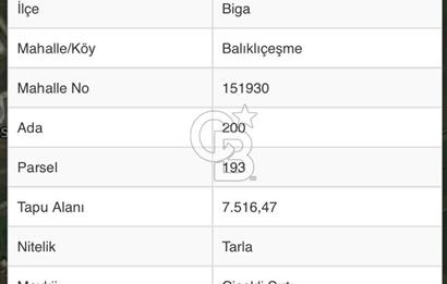 BİGA BALIKLIÇEŞME'DE 7.5 DÖNÜMLÜK YATIRIM FIRSATI