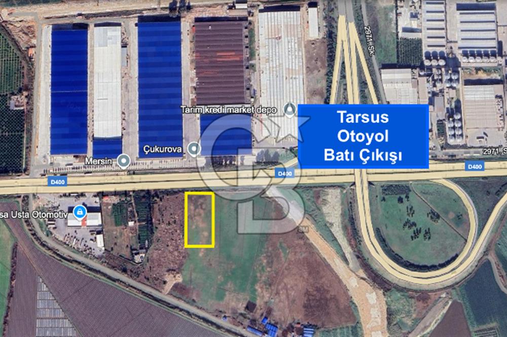 MERSİN TARSUS D-400 YOLU ÜZERİ OTOBAN GİRİŞİ 4.871 M² SANAYİ İMARLI ARSA