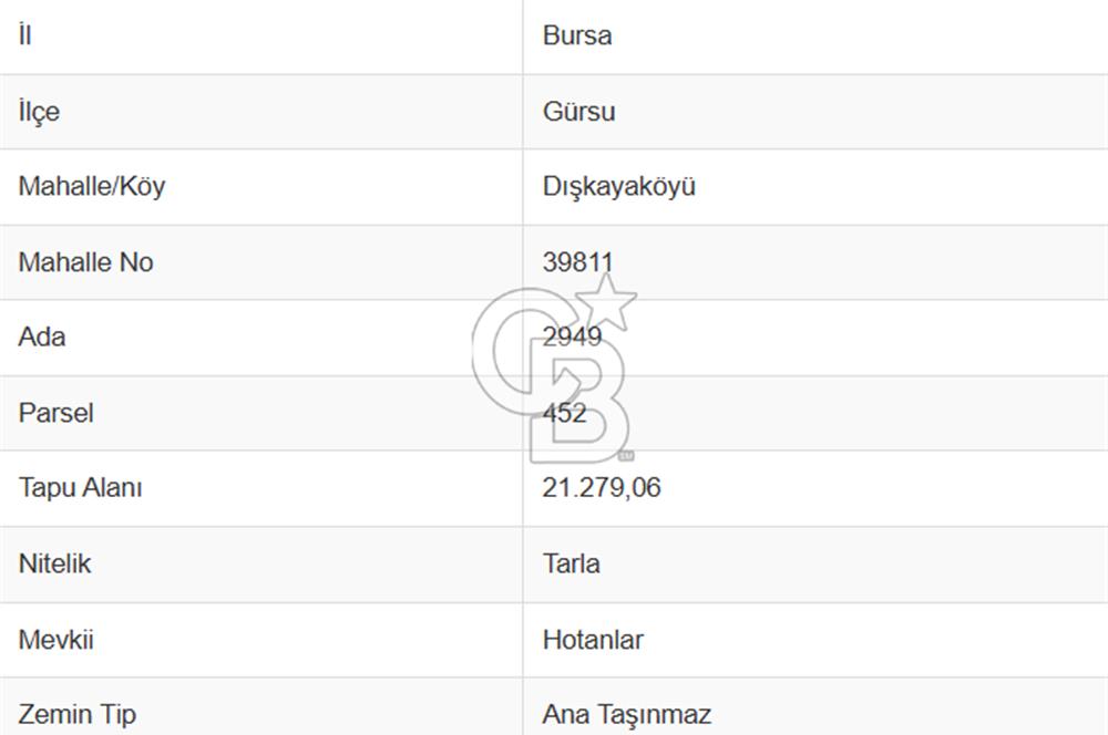 CB AMBIANCE'DAN GÜRSU DIŞKAYA KÖYÜNDE 4255 m2'LİK HİSSELİ TARLA