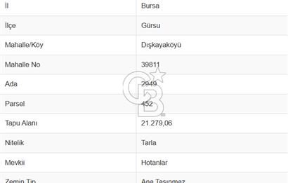 CB AMBIANCE'DAN GÜRSU DIŞKAYA KÖYÜNDE 4255 m2'LİK HİSSELİ TARLA