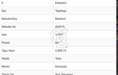CB CITY’DEN ESKİŞEHİR BATIKENT MAHALLESİNDE SATILIK TARLA 