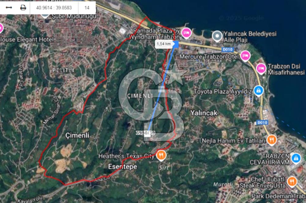 TRABZON ÇİMENLİ'DE EĞİMSİZ, ANAYOLA YAKIN 1136 M2 SATILIK ARAZİ