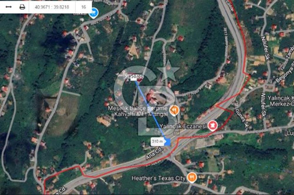 TRABZON ÇİMENLİ'DE EĞİMSİZ, ANAYOLA YAKIN 1136 M2 SATILIK ARAZİ