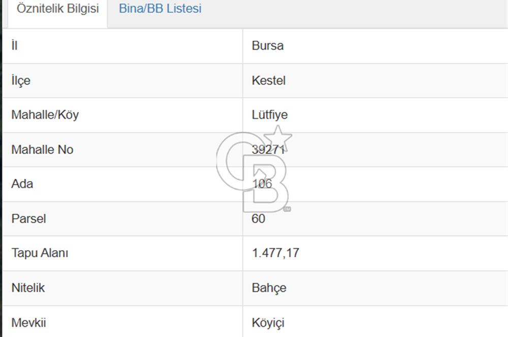 CB AMBIANCE'DAN KESTEL LÜTFİYE'DE SATILIK HİSSELİ KÖYİÇİ BAHÇE