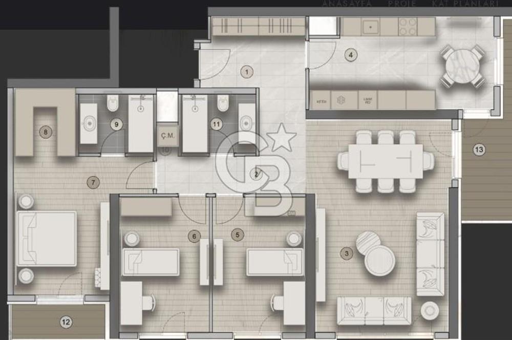 Prime Oran’da 3+1 Geniş ve Şık Daire 135 m² 2026 Teslim!