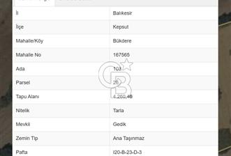 BALIKESİR KEPSUT SATILIK ARSA