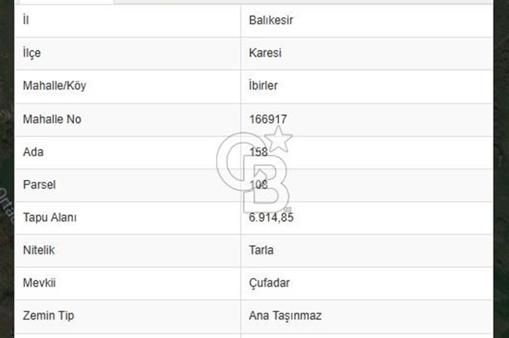 BALIKESİR KARESİ İBİRLER'DE SATILIK TARLA..! 6.915 m2