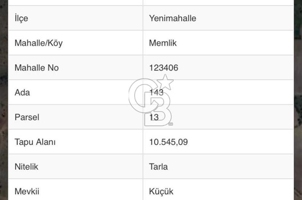 MEMLİK MERKEZE 4 KM MESAFEDE YOLA CEPHE TEK TAPU SATILIK TARLA