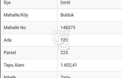 Kocaeli İzmit Bulduk Mahallesinde 1.602 m2 Satılık Tarla