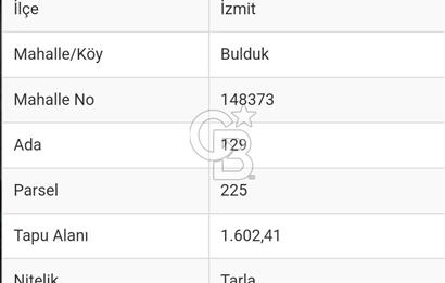 Kocaeli İzmit Bulduk Mahallesinde 1.602 m2 Satılık Tarla