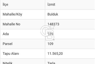 Kocaeli İzmit Bulduk Mahallesinde 21.642 m2 Satılık Tarla