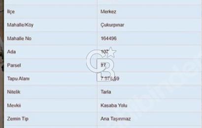 KIRKLARELİ MERKEZ ÇUKURPINAR SATILIK 997 M2 ARSA