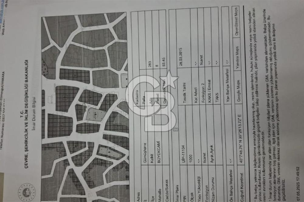 GÜMÜŞHANE KELKİT MERKEZ'DE TAM TİCARİ TEK TAPU YATIRIMLIK