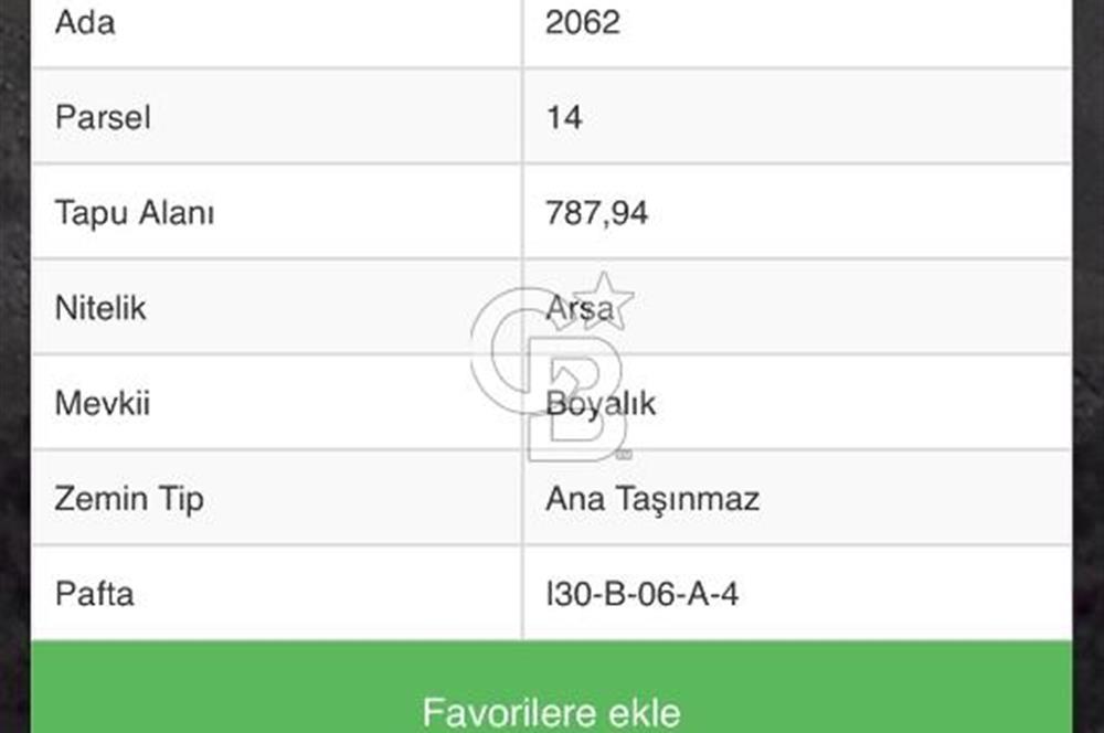 ELMADAĞ YENİMAHALLE BOYALIK MEVKİİNDE 787,94 M2 SATILIK TARLA