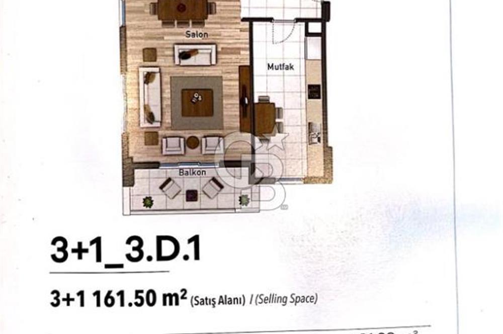 SUR YAPI'DA' SATILIK '''FIRSAT''' ARA KAT 3+1 DAİRE 161 m² GÜNEY