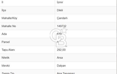 İZMİR DİKİLİ ÇANDARLI DALYAN MEVKİİNDE 292 M2 ARSA