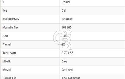 Çal Merkez de 3.701 M² Satılık Arazi