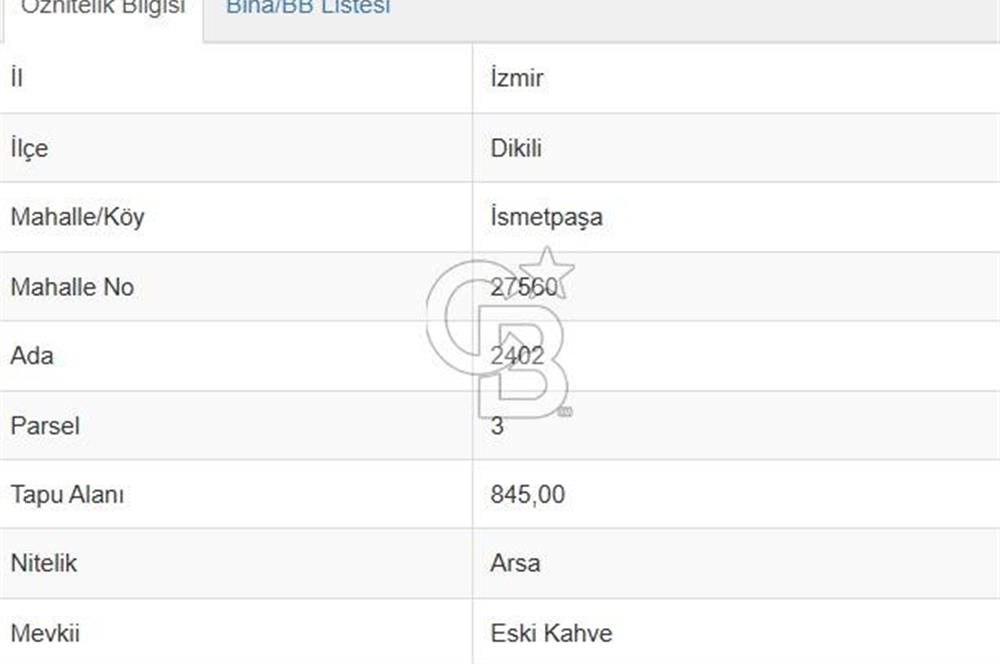 DİKİLİ'DE TİCARİ İMARLI 845 M2 SATILIK ARSA
