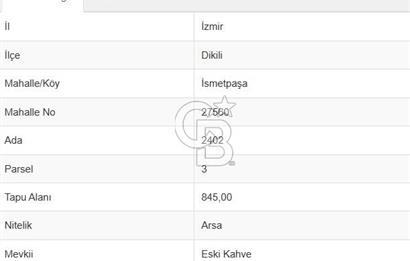 DİKİLİ'DE TİCARİ İMARLI 845 M2 SATILIK ARSA