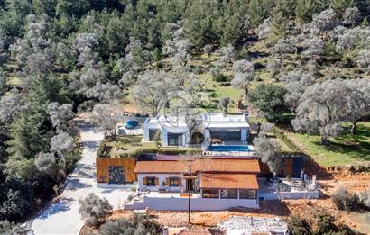 Bodrum Kızılağaç'ta geniş bahçeli havuzlu 3+1 villa ve 2+1 daire