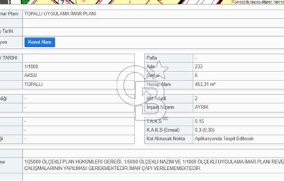 ANTALYA AKSU SATILIK 453 M2 İMARLI ARSA.. EMSALLERİNDEN HESAPLI BİR ARAZİ