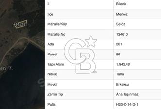 BİLECİK MERKEZ SELÖZ'DE FIRSAT TARLA