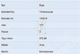 ÇANAKKALE BİGA TÜRKBAKACAK TA 375 m2 VİLLA İMARLI ARSA