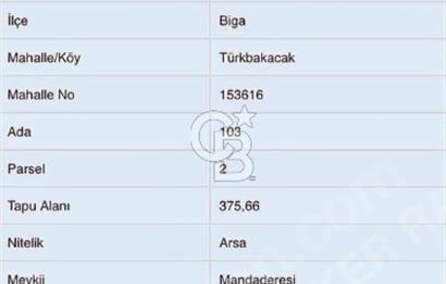 ÇANAKKALE BİGA TÜRKBAKACAK TA 375 m2 VİLLA İMARLI ARSA