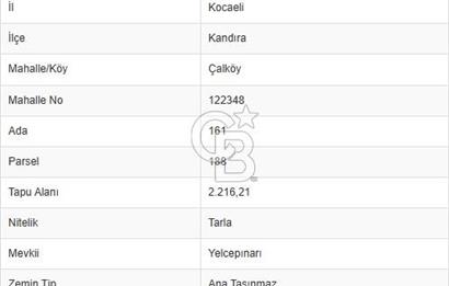 KANDIRA ÇALKÖY,YENİ YOLA 1 PARSEL,SAHİL 3 KM,DÜZ,MÜSTAKİL TARLA