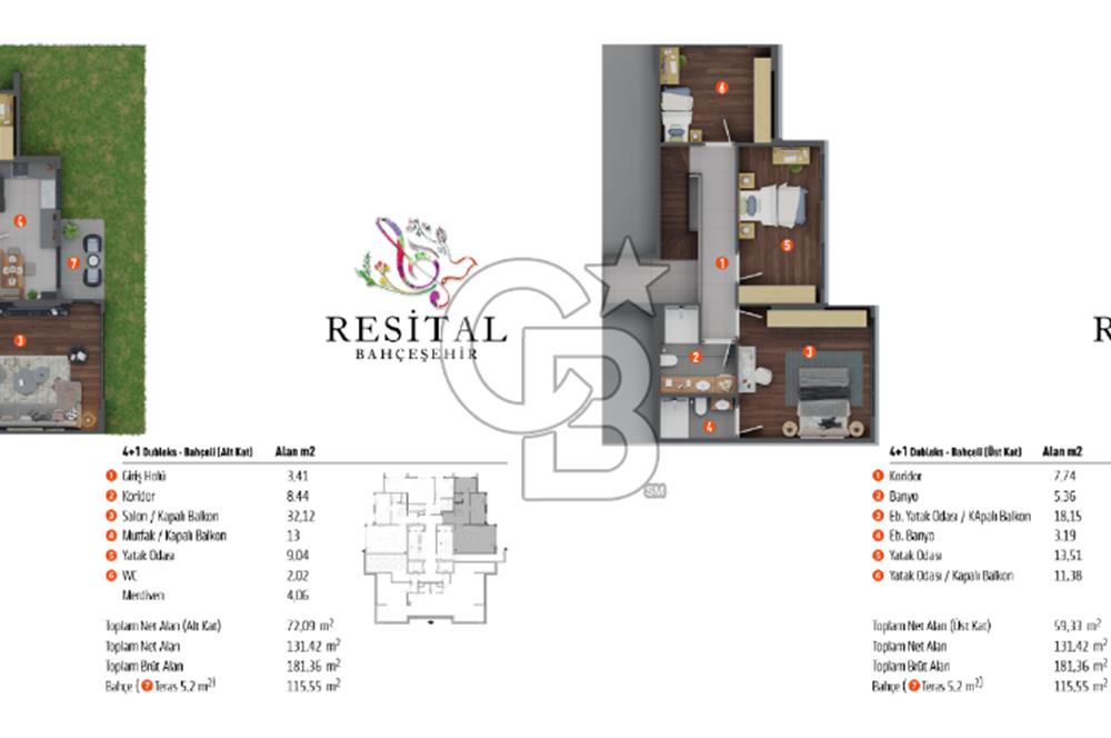 RESİTAL BAHÇEŞEHİR ' DEN 4+1 TERS DUBLEKS SIFIR DAİRE
