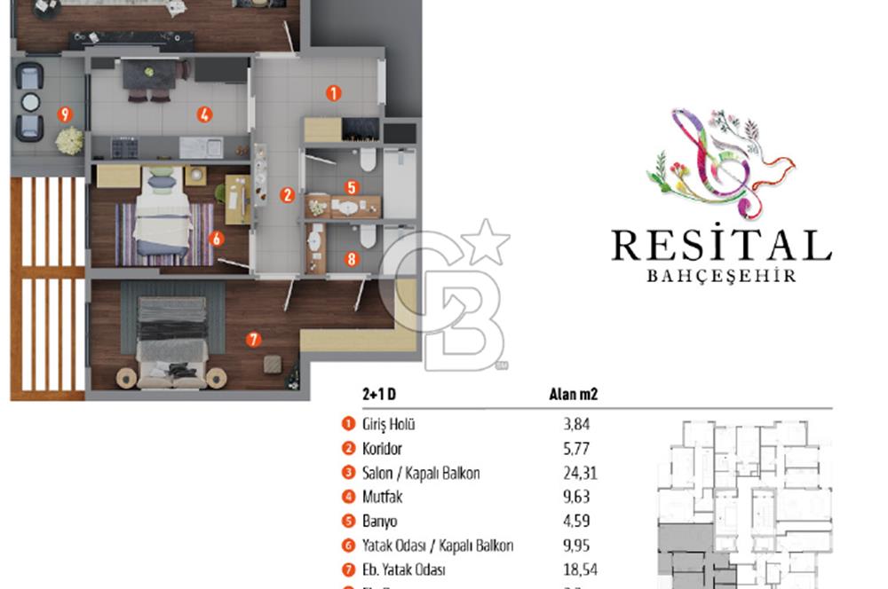RESİTAL BAHÇEŞEHİR SATILIK 2+1 SIFIR DAİRE