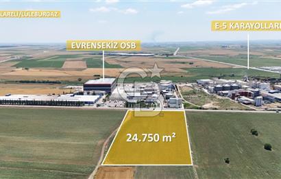 Lüleburgaz Evrensekiz'de 24.750 m² Sanayi İmarlı, Anayol Cepheli