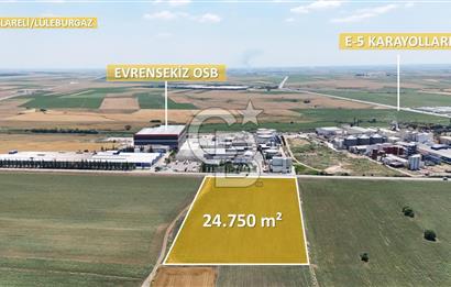 Lüleburgaz Evrensekiz'de 24.750 m² Sanayi İmarlı, Anayol Cepheli