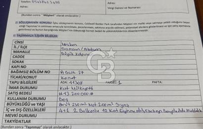 Cb park gayrimenkul gamze coksoylu delux hill sitesinde 4+1