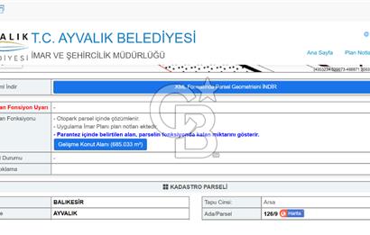 BALIKESİR AYVALIK TIFILLARDA MARLO OTEL ALTINDA SATILIK ARSA