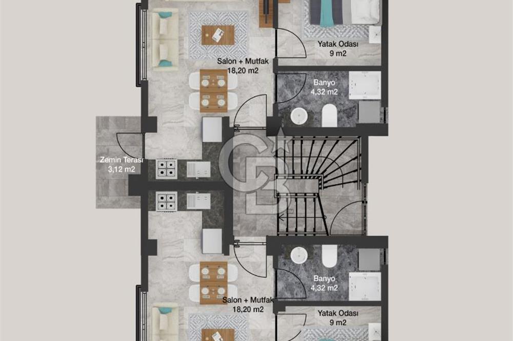 ÇANAKKALE KARABİGA DOĞA VE DENİZLE BÜTÜNLEŞEN PROJEDE 1+1 DAİRE