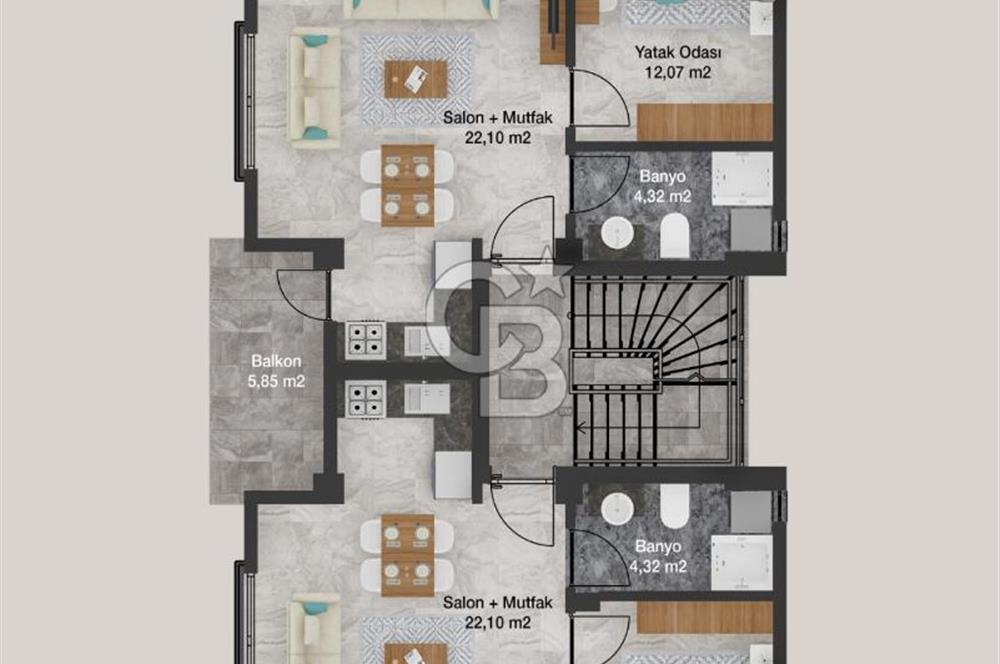 ÇANAKKALE KARABİGA DOĞA VE DENİZLE BÜTÜNLEŞEN PROJEDE 1+1 DAİRE