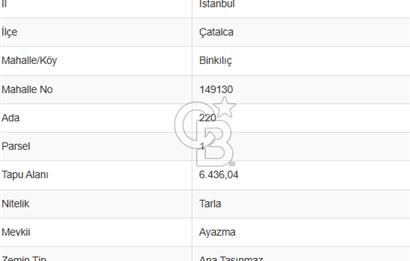ÇATALCA BİNKILIÇ’TA MÜSTAKİL TAPULU SATILIK TARLA 