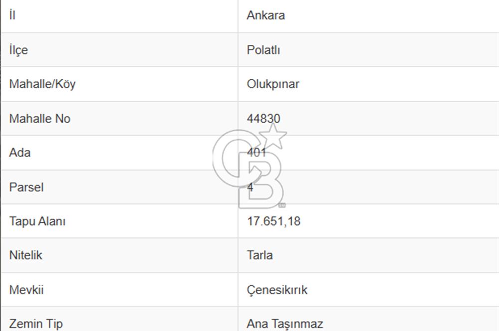 İMAR PLANI DAHİLİNDE 30 DÖNÜM FIRSAT ARSA TEK TAPULU HİSSESİZ