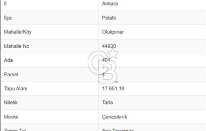İMAR PLANI DAHİLİNDE 30 DÖNÜM FIRSAT ARSA TEK TAPULU HİSSESİZ