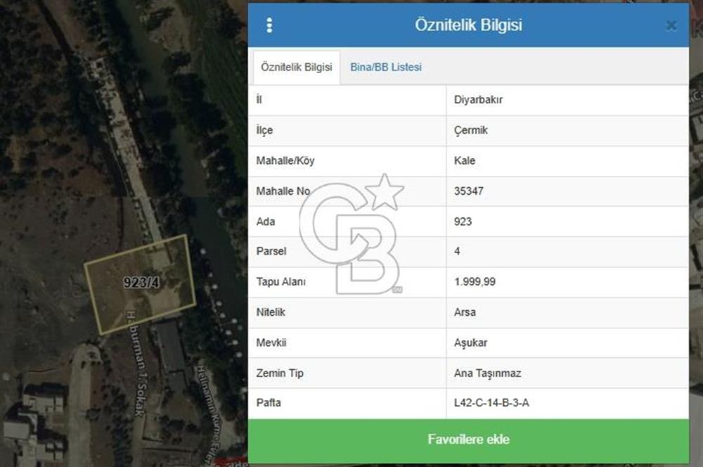 DİYARBAKIR / ÇERMİK – DERE KENARINDA 2 DÖNÜM SATILIK ARSA