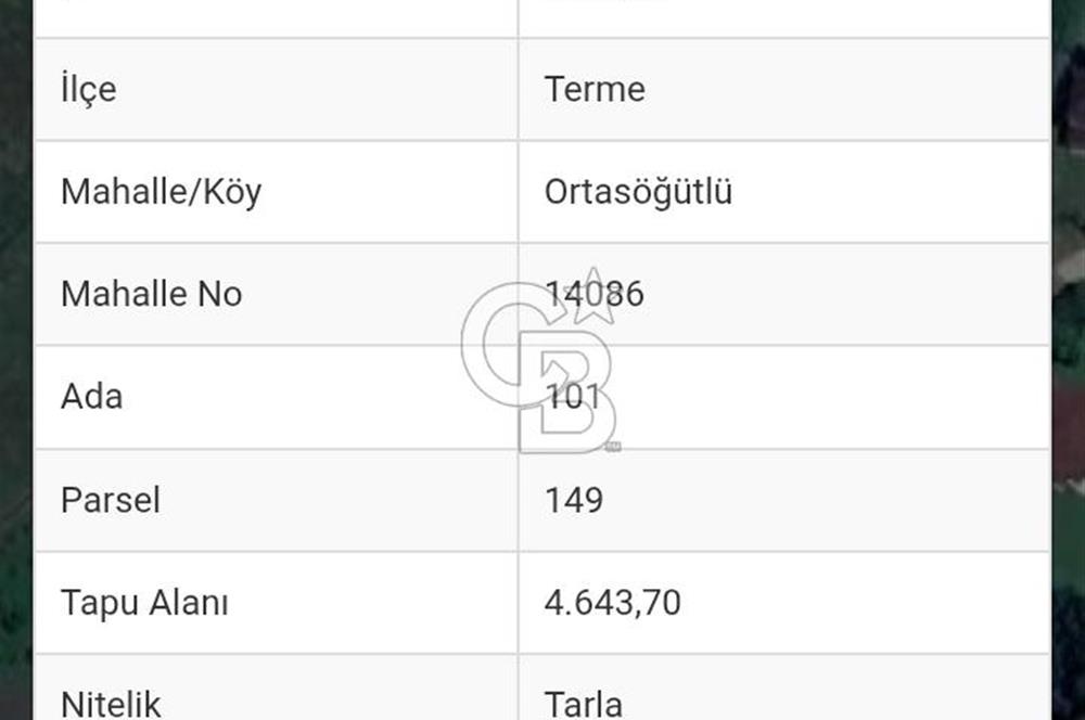 TERME O. SÖĞÜTLÜ MAH. İYİ KONUMDA EV YAPILABİLİR 4644 M2 SATILIK