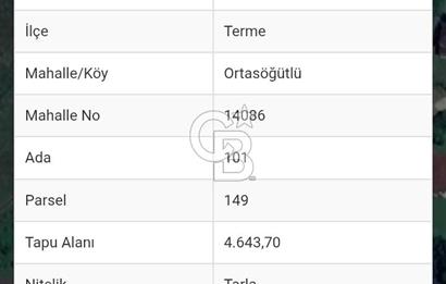 TERME O. SÖĞÜTLÜ MAH. İYİ KONUMDA EV YAPILABİLİR 4644 M2 SATILIK