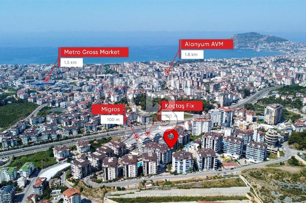 Alanya Çıplaklı Mh Lüks Sitede Eşyalı 1+1 Satılık Daire