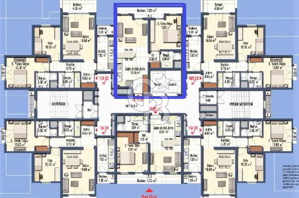 İzmir Karşıyaka Mavişehir Soyak B Etap Kiralık 1+1 72 M² Daire