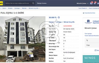 PANORA YAKINI FULL EŞYALI 1+1 DAİRE