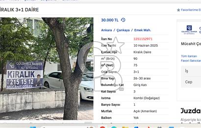EMEK 22. SOKAK KİRALIK 3+1 DAİRE