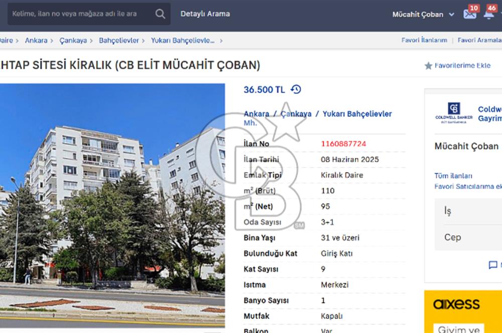 BAHÇELİEVLER MEHTAP SİTESİ KİRALIK (CB ELİT MÜCAHİT ÇOBAN)